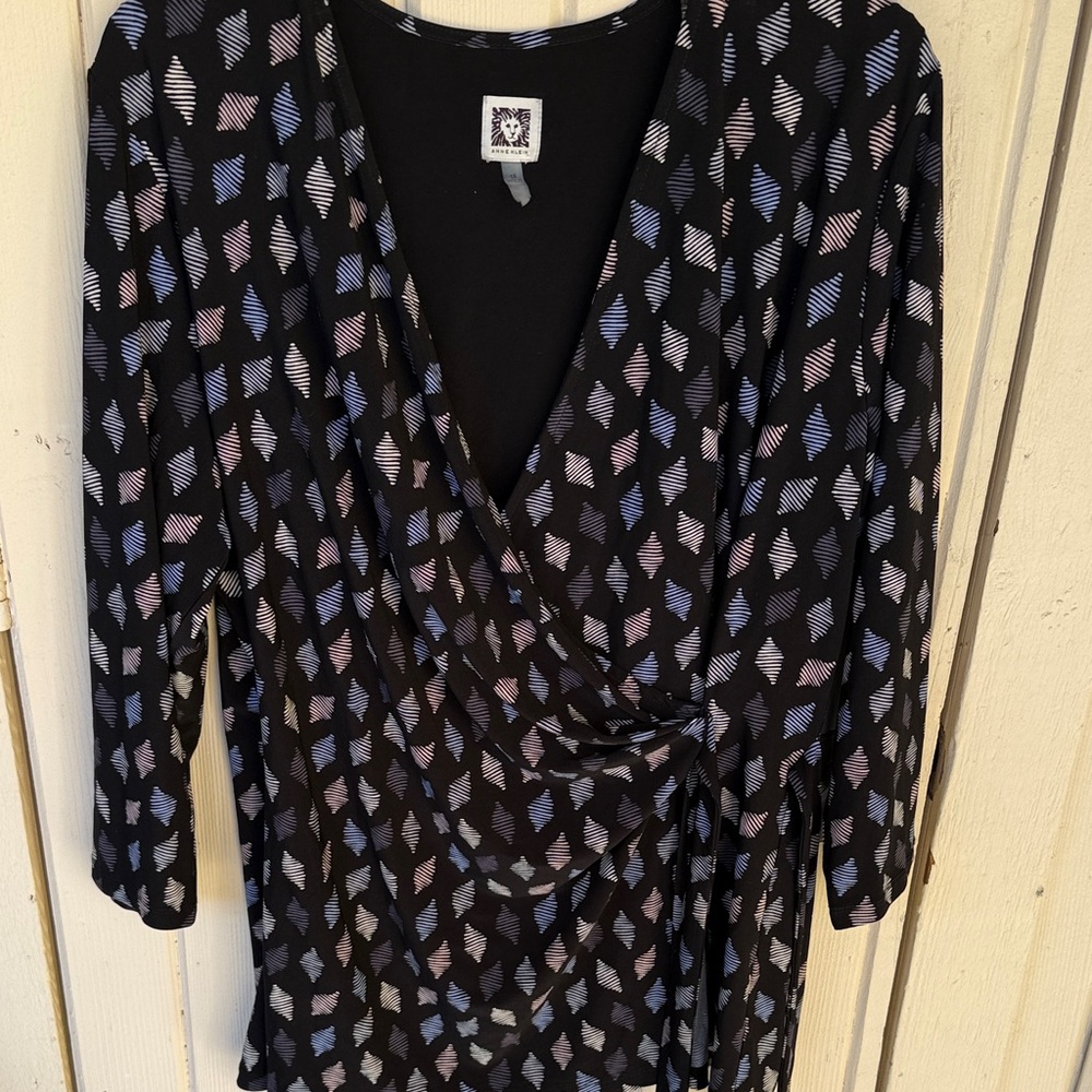 Anne Klein Black Top with Brown Lion Logo